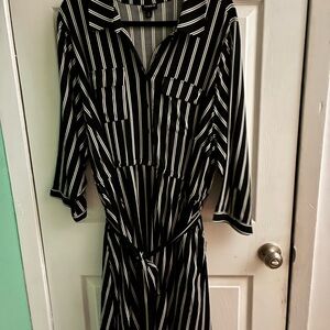 Torrid Monochrome Striped dress midi casual classy